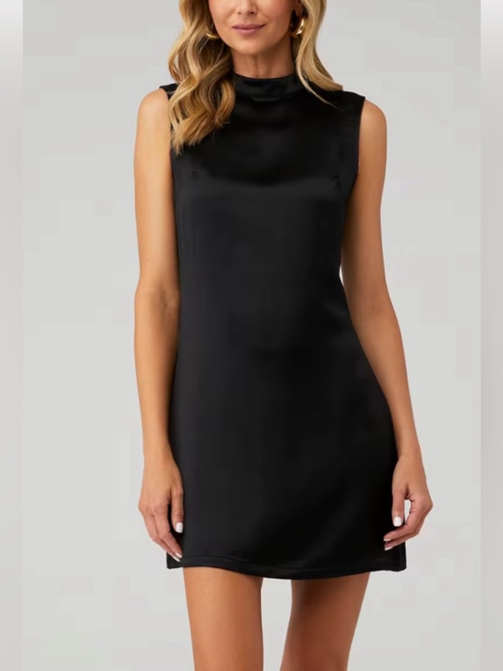 Nonchalant Label x FashionPass Dawn Satin Open Back Mock Neck Mini Dress Medium